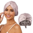 thumbnail image 1 of Double-Layer Satin Hair Bonnet - Adjustable Turban Style for All Hair Types - Prevents Frizz & Breakage While Sleeping - Unisex Design for Adults - H, 1 of 7