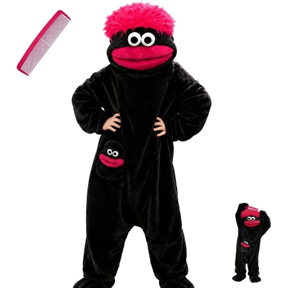 Adult Silly Onesie Funny Monster Hooded One Piece Loungewear Fleece Pajamas