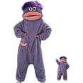 thumbnail image 1 of Adult Silly Onesie Funny Monster Hooded One Piece Loungewear Fleece Pajamas, 1 of 5