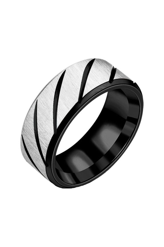 Adult Simple Inner Double Edge Batch Flower Twill Horizontal Sand Ring, 5.44 cm, Black