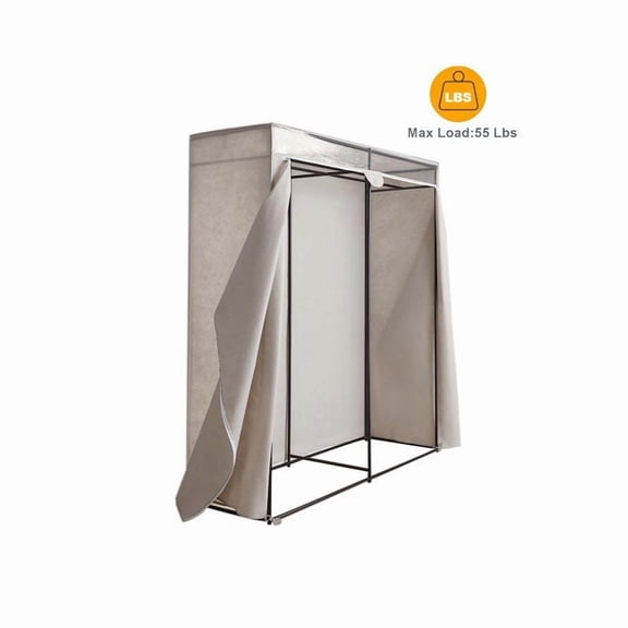 Adult Single Steel Tier Zippered Extra Wide Clothes Closet, 60", Grey Pumice