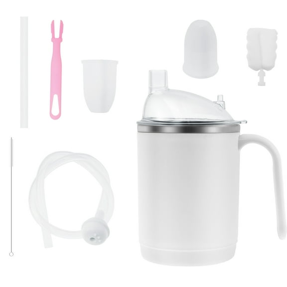 Adult Sippy Cup Anti Choking Elderly Spill Proof Cup with Handle and Straw Multifunctional No Spill Feeding Mug for Seniors and Adults