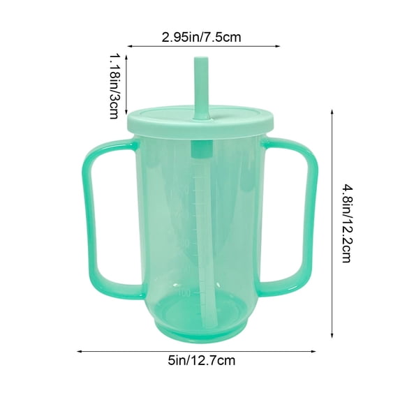 Adult Sippy Cups for Elderly,Straw Sippy Cups with 2 Handles No Spill for Disable,Anti Choking Sippy Cup with Straw and Lid,Dysphagia Cups Great for Water, Milk, and Soup
