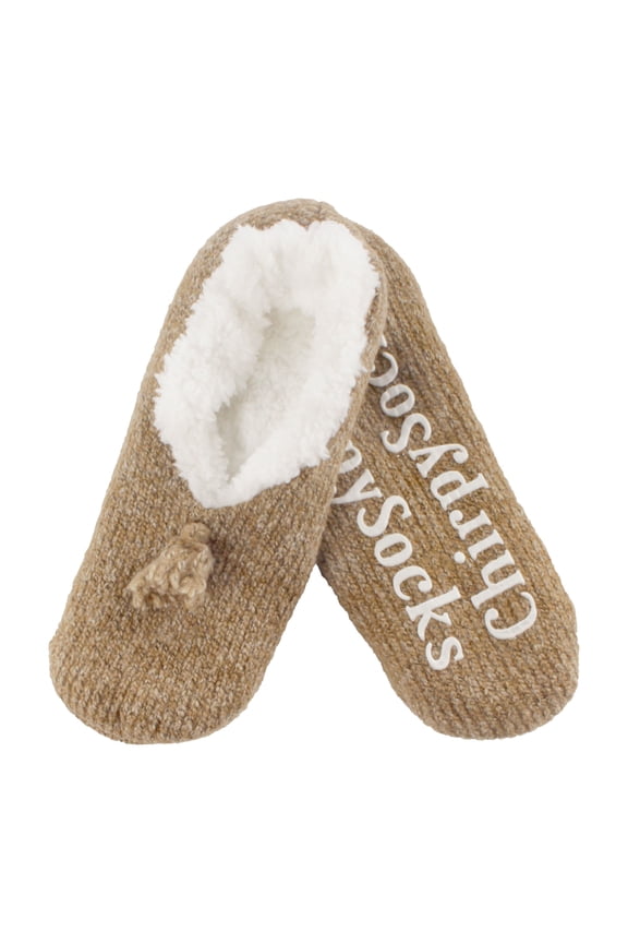 Women's Fancy Yarn Slippers Non-Slip Cozy Lined - Brown - Small - 1 Pair