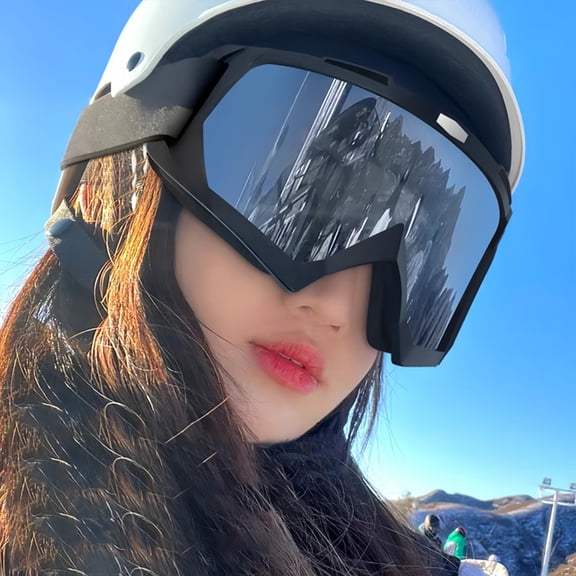 Adult Ski Goggles - Windproof, Anti-Fog, Panoramic Lens, UV Protection, Scratch-Proof, Helmet Compatible, Adjustable Strap - for Men Women