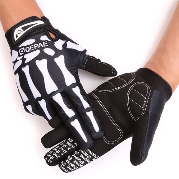 Adult Skiing Gloves with Skeleton Pattern Halloween Windproof Gloves for Teens Snowboarding Outdoor Sports Gloves
