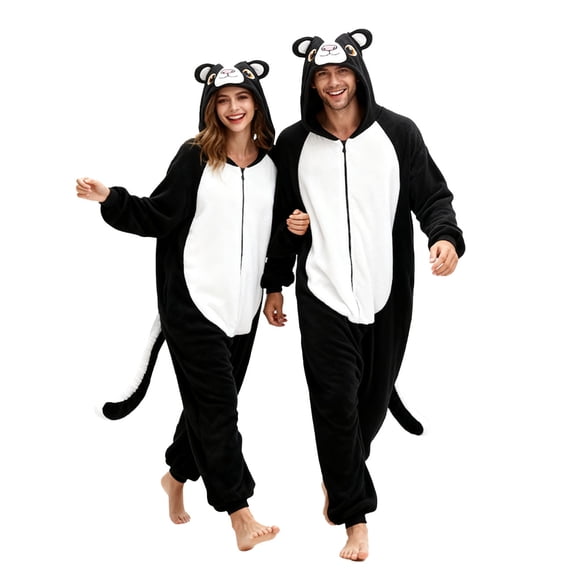 Adult Skunk Costume, Animal Onesies for Women Funny Halloween Costumes for Adults