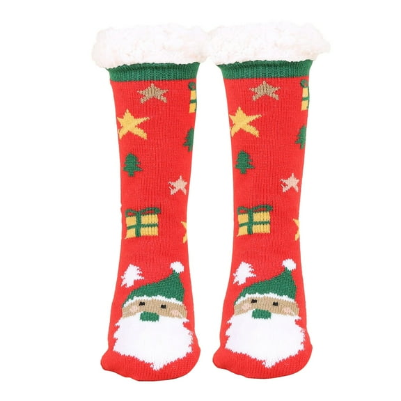 Adult Slipper Socks Women Men Christmas Cute Graphic Lined Socks With Grippers Non Thermal Cozy Stockings Winter Thicked Home Sleep Gift,Light Yellow