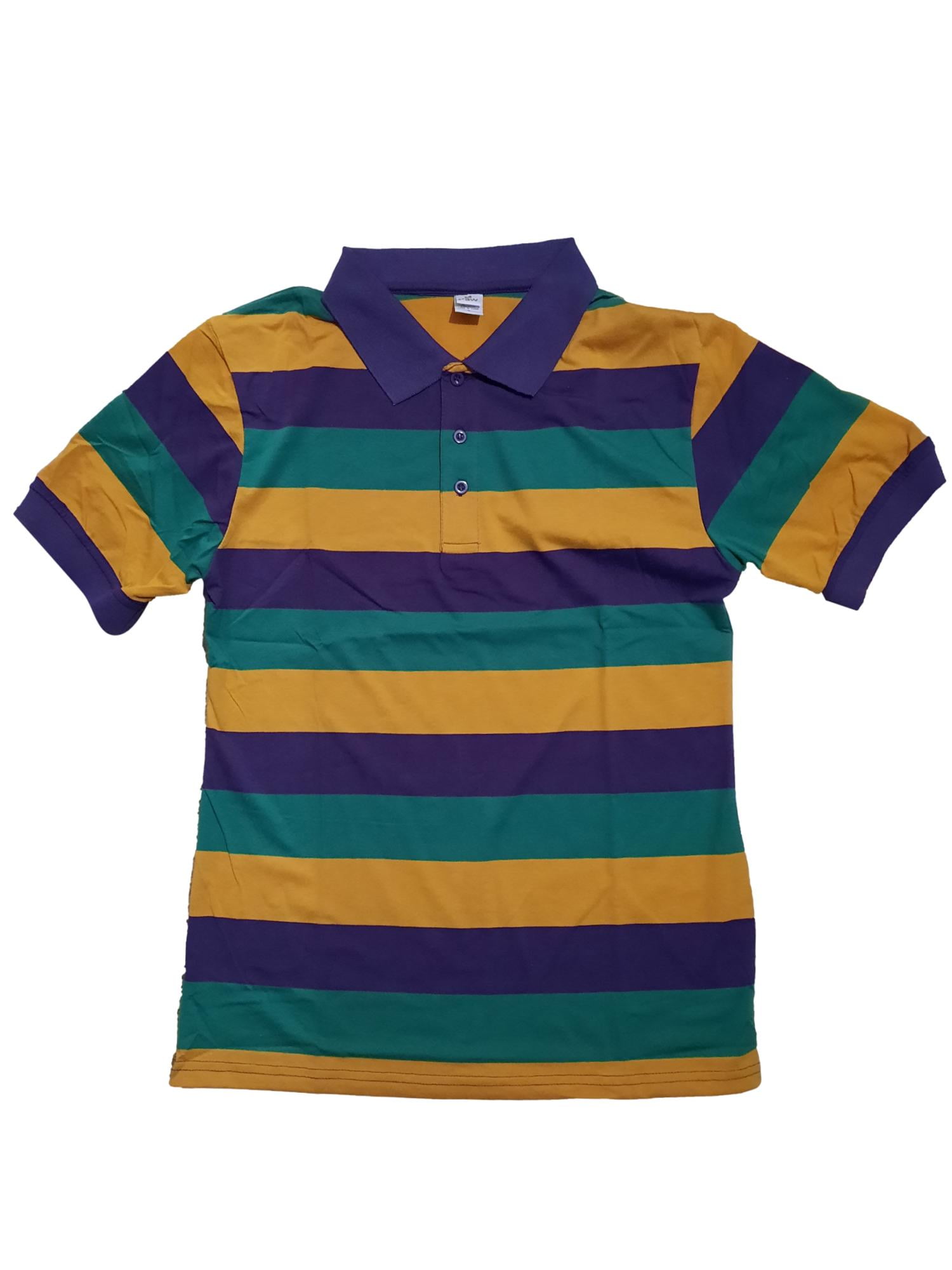 Adult Small Mardi Gras Stripe Purple Green Gold Knit SS Shirt - Walmart.com