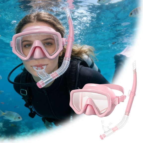 Adult Snorkel Set, Snorkel Pano Window Adult Snorkeling Gear, Professional Snorkel Goggles Anti-Fog Diving Mask, Anti-Leak Swim Goggles and Dry Top Snorkel for Diving, Snorkeling, Swimming