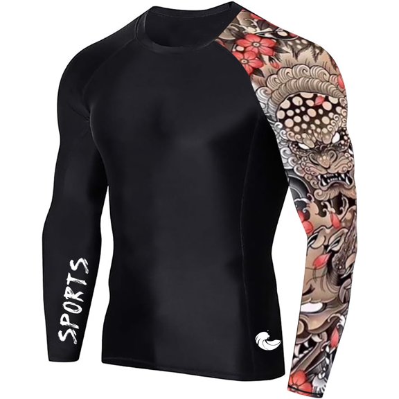 Adult Snorkeling Long Sleeve Solid - High Stretch Nylon and Spandex Sports Top Pattern Printed