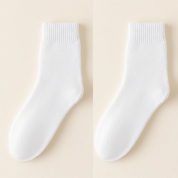 Adult Socks Women's Winter Mid Tube Socks with Fleece for Warmth and Cold Protection Fleece Socks Men's Athletic Socks White One Size