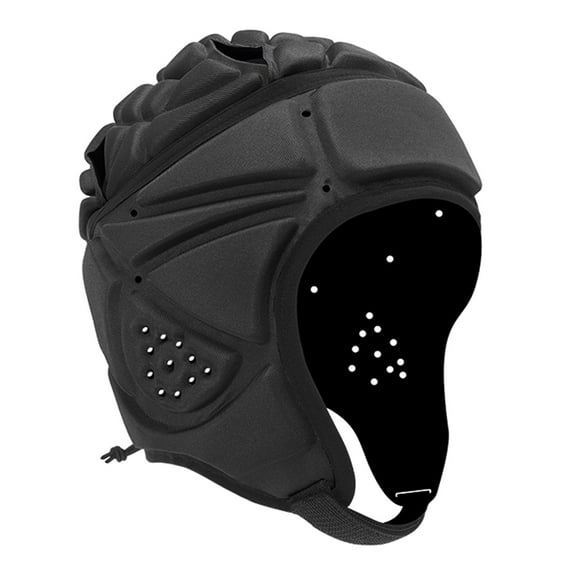 Adult Soft Shell Anti-Impact Sports Head Cap, Football Goalkeeper Helmet and Baseball Cap Hybrid for Multi-Sport Protection, Adjustable for Various Activities - Black