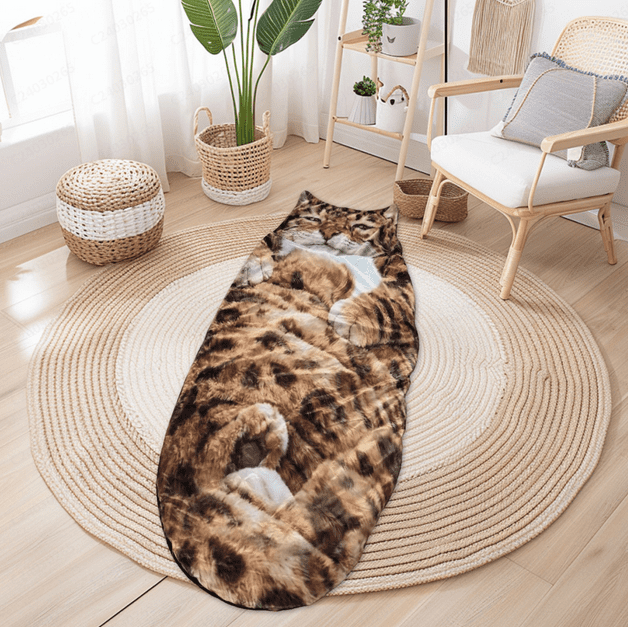 Adult Soft Sleeping Bag – Plush Cat Envelope Sleeping Bag for Camping, Sleepovers & Home Lounging, Washable Warm Blanket 69x31 IN
