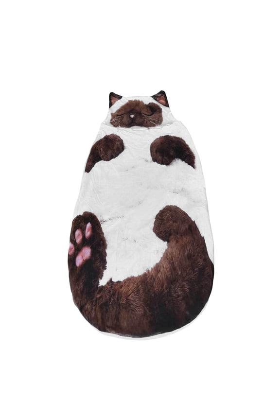 Adult Soft Warm Envelope Sleeping Bag Plush Cat Design Washable for Camping Sleepovers Home