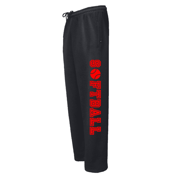 Adult Softball Black Sweatpants (Red, Adult X-Small)