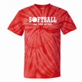 thumbnail image 1 of Adult Softball Tie Dye T-Shirt "Play Tough, Get Dirty" (Red, Adult Small), 1 of 1