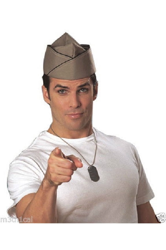 Adult Soldier Officer Formal Tan Military Cap Shako Headpiece Taco Hat Small