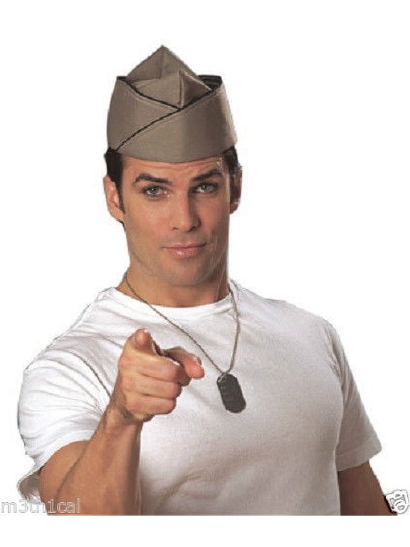 Adult Soldier Officer Formal Tan Military Cap Shako Headpiece Taco Hat Small