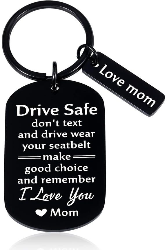 Adult Sons Daughters Driving Safety Keychain Teenage Boys Girls Black Novelty Keychain Teenage Boys - Drive Safe, Wear Your Seatbelt, Make Good Choices - Customized Gift for Him