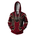 thumbnail image 1 of Adult Spider Superhero Hoodie Mesh Texture Graphic Zip Front Pockets Jacket Relaxed Long Sleeve Sweatshirt Costume Top Wear, 1 of 3