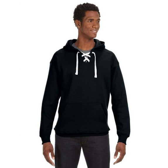Adult Sport Lace Hooded Sweatshirt - BLACK - XS