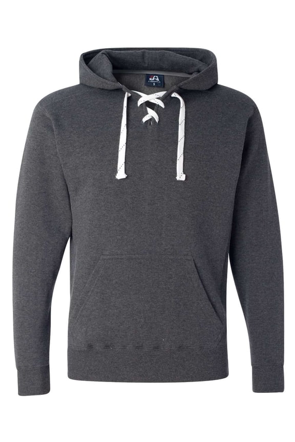 Adult Sport Lace Hooded Sweatshirt - CHARCOAL HEATHER - L