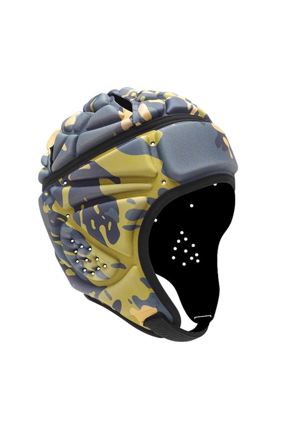 Adult Sports Protective Helmet Cap, Soft Shell Anti-Collision Football Goalkeeper Hat with Ventilation, Adjustable Headgear for Rugby Skateboarding and Outdoor Sports - Yellow