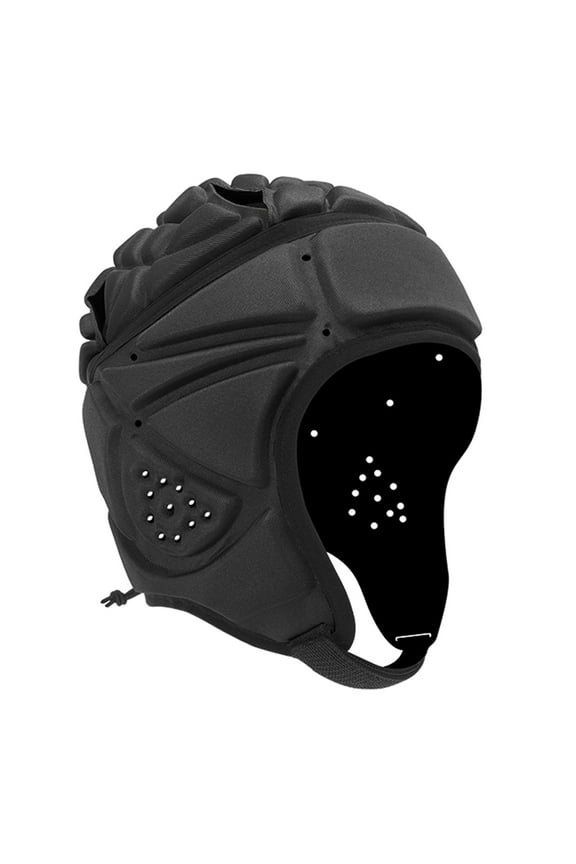 Adult Sports Protective Helmet Cap, Soft Shell Anti-Collision Football Goalkeeper Hat with Ventilation, Adjustable Headgear for Rugby Skateboarding and Outdoor Sports - Black