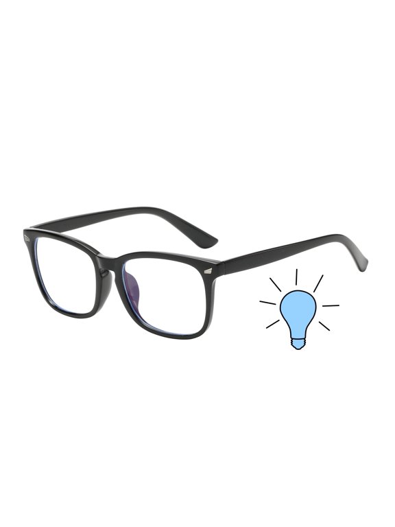 Adult Square Blue Light Blocking Glasses - Gloss Black