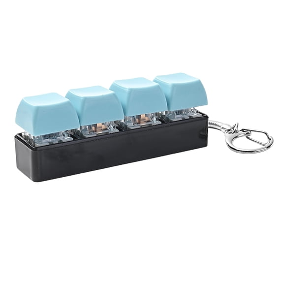 Adult Squeeze Toy, Keyboard Squeeze Toy, Sensory, Plastic 4X1inKeyring, 4 Click Switches, Black Light Blue, 1 Pc, Keychain Squeeze, Relaxation Relaxation