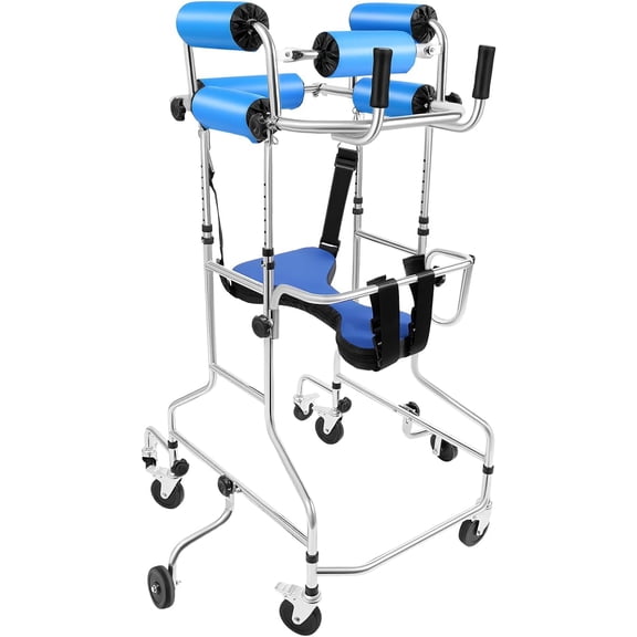 Adult Standing Walker Elderly Rehabilitation Standing Frame 220lbs Multi-Functional Lower Limb Training Standing Walker Portable Medical Standing Aid with Adjustable Height and Width