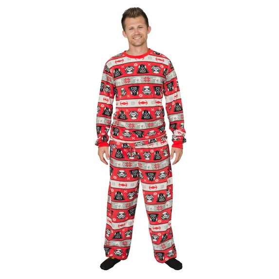 Adult Star Wars Darth Vader Tropper Holiday Red and White 2 Piece Pajama Set