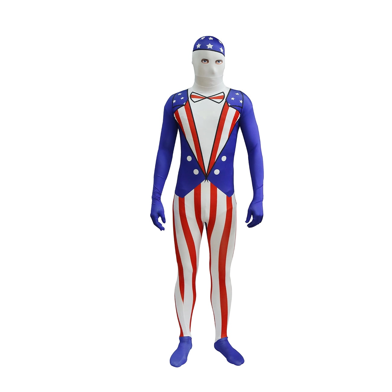Adult Stars and Stripes USA Spandex Second Skin Full Bodysuit Costume ...