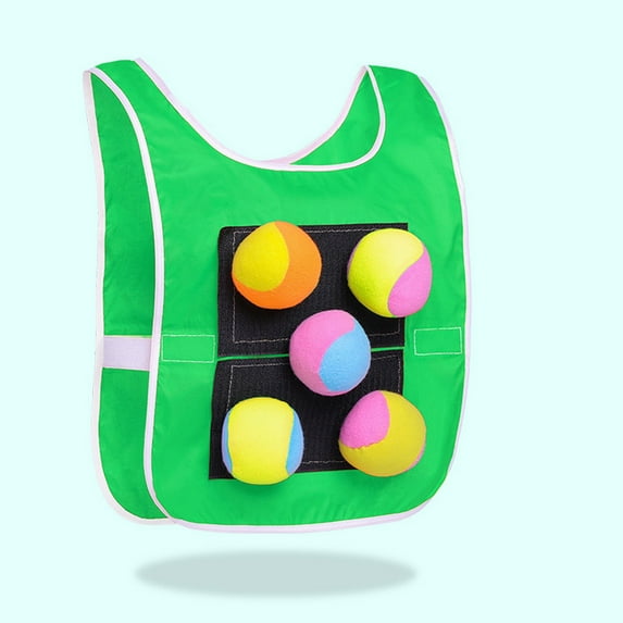 Adult Sticky Ball Vest Game Set with 5 Balls, 21x15in Large Target Cloth, Outdoor Sport Gear for Beach Camping Team Activities