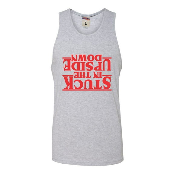 Adult Stuck In The Upside Down Sleeveless Tank Top Cotton T-Shirt