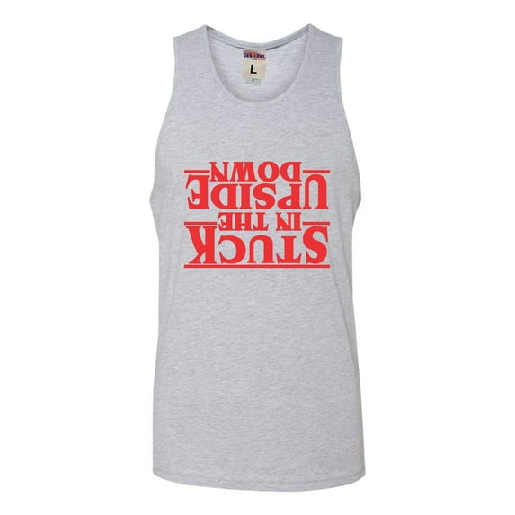Adult Stuck In The Upside Down Sleeveless Tank Top Cotton T-Shirt