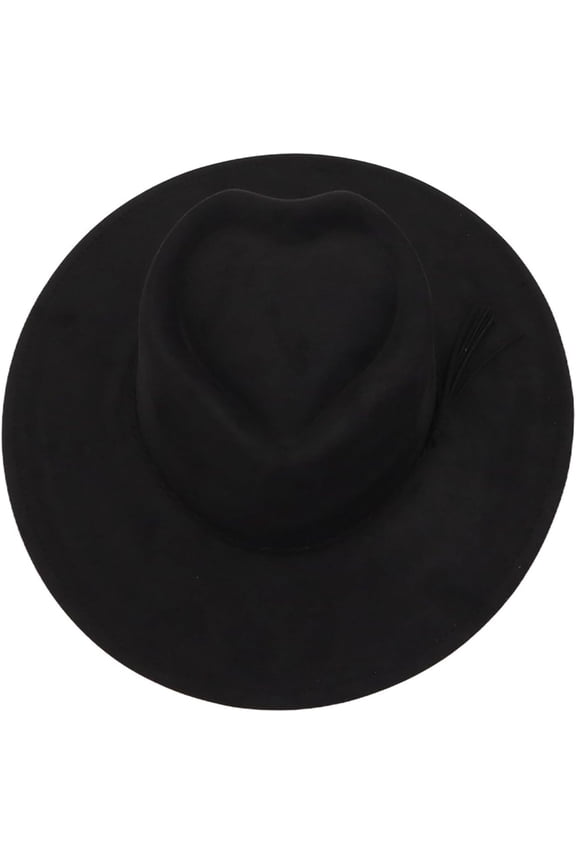 Adult Suede Fedora Hat for Men Women Wide Brim Heart Decorative Tassel Band Jazz Cap Cowgirl Western Cap