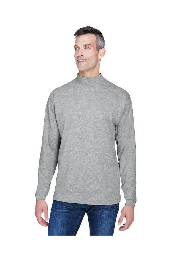 Adult Sueded Cotton Jersey Mock Turtleneck GREY HEATHER XL