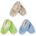 thumbnail image 1 of BambooMN Women's Tie Dye Fuzzy Non-Slip Slippers - Assortment C - Extra Large - 3 Pairs, 1 of 6