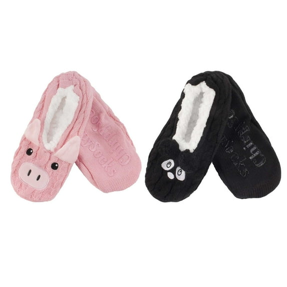 Adult Super Soft Warm Cozy Fuzzy Soft Touch Slippers Non-Slip Lined Socks, Assortment F, Large 2 Pairs