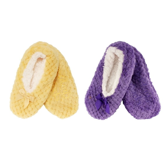 BambooMN Adult Women's Super Soft Warm Cozy Fuzzy Furry Slippers Non-Slip Lined Socks - Small - Assortment I - 2 Pairs