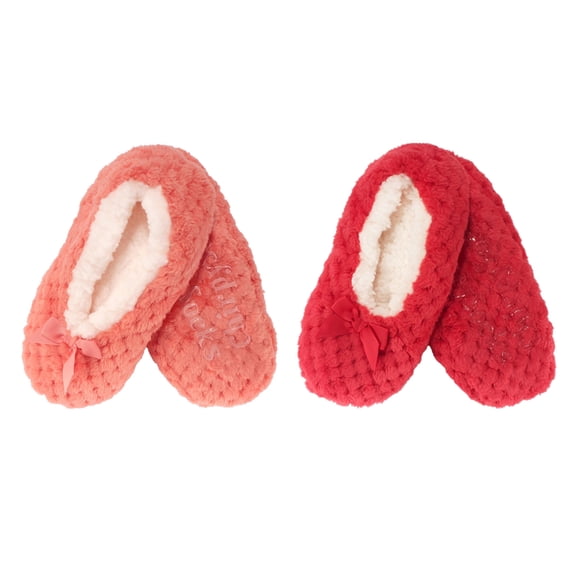 BambooMN Adult Women's Super Soft Warm Cozy Fuzzy Furry Slippers Non-Slip Lined Socks - Large - Assortment J - 2 Pairs
