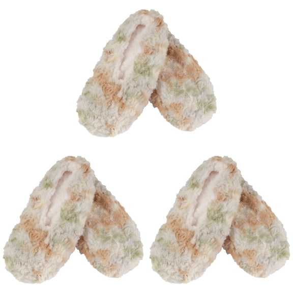 BambooMN Women's Super Fuzzy Soft Touch Slippers Non-Slip Lined Socks - Camo Union - Extra Large - 3 Pairs