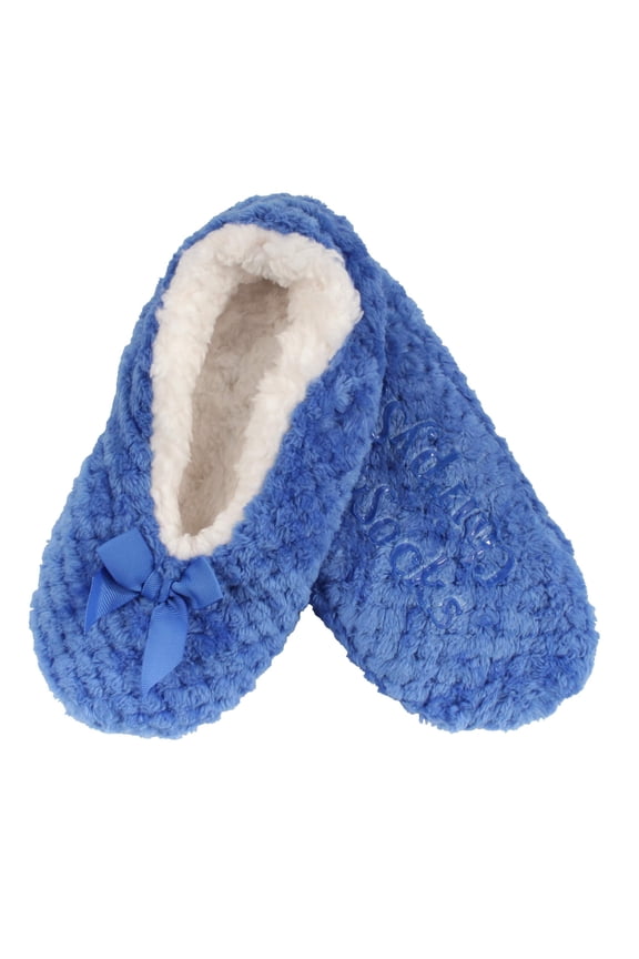 Women's Warm Soft Touch Home Slippers with Non-Slip Grips - Dark Blue - Large - 1 Pair