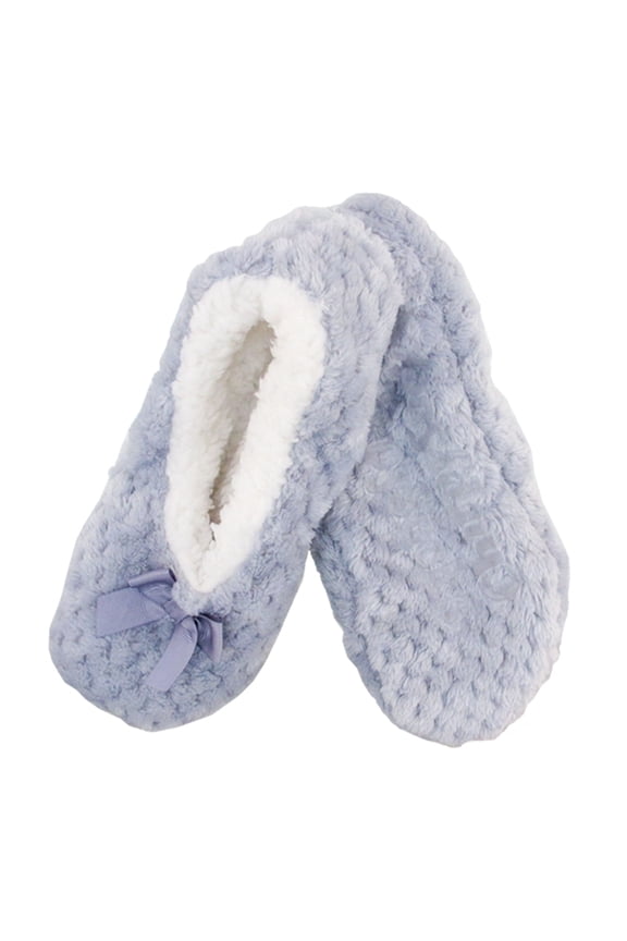 Women's Warm Soft Touch Home Slippers with Non-Slip Grips - Light Grey Lavender - Large - 1 Pair