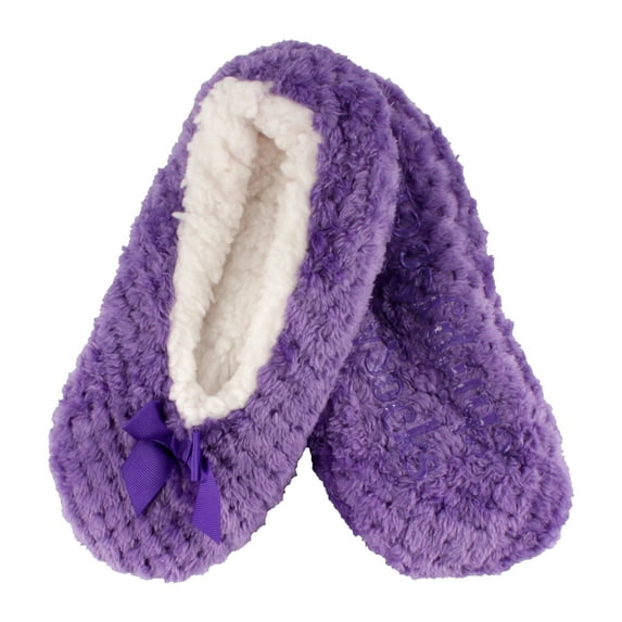 BambooMN Women's Warm Soft Touch Home Slippers with Non-Slip Grips - Lilac Spray - Medium - 1 Pair