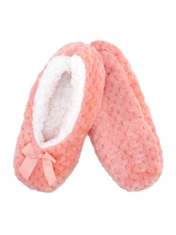 Women's Warm Soft Touch Home Slippers with Non-Slip Grips - Pink - Large - 1 Pair
