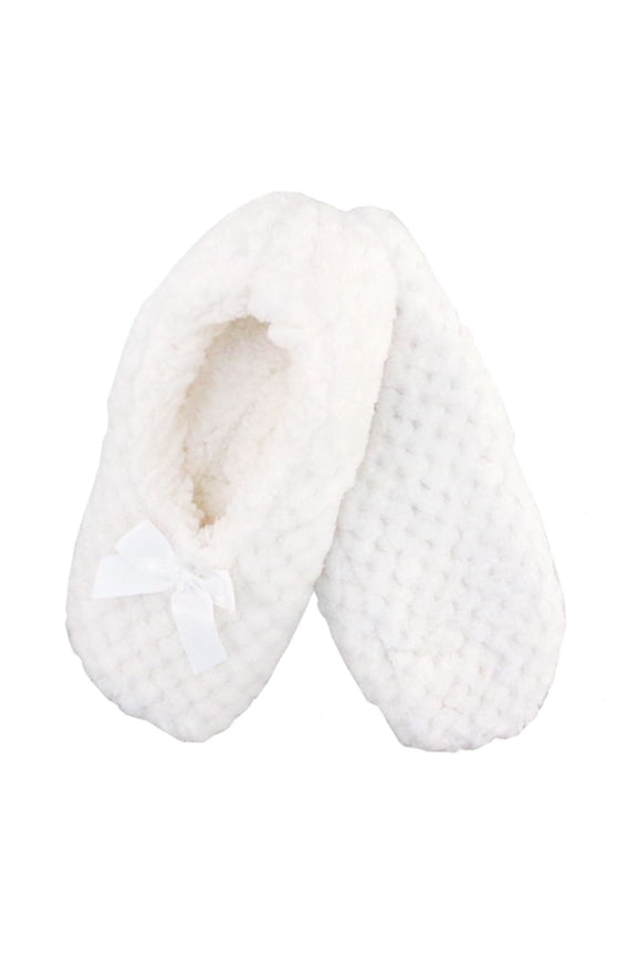 Women's Warm Soft Touch Home Slippers with Non-Slip Grips - White - Large - 1 Pair