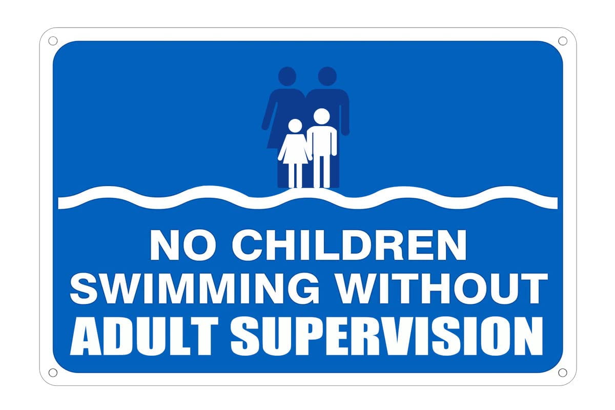 Adult Supervision Required Sign, Swim At Your Own Risk, Metal Aluminium ...